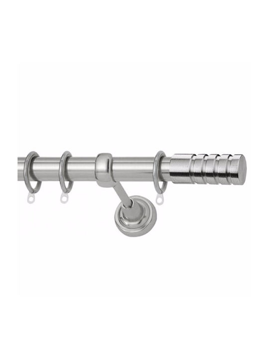 Metallic Curtain Pole Kleio Single Φ25mm 140cm Nickel Satin