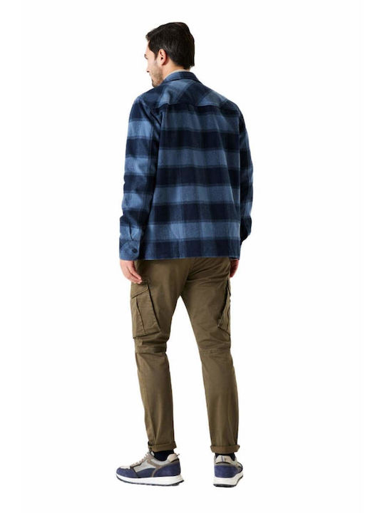 Garcia Herrenhemd Overshirt Langärmelig Baumwolle Geprüft Blue Plaid