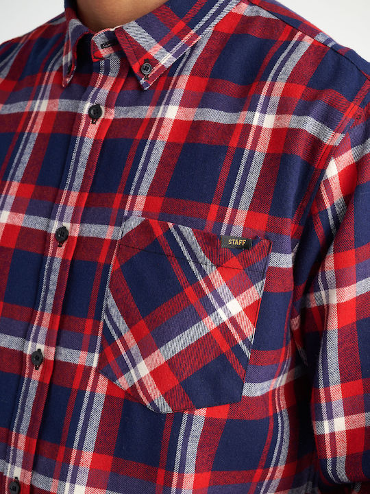 Staff Men's Shirt Long Sleeve Checked Red