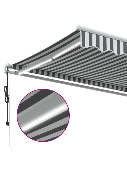 vidaXL Cort Terasă cu LED & Senzor de vânt Gri x2.5m