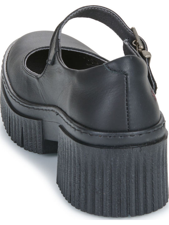 Pumps mit Plateau mit Riemchen Schwarze
