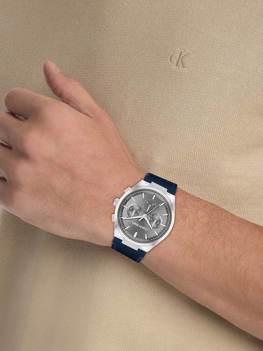 Calvin Klein Distinguish Ανδρικό Ρολόι Μπαταρίας με Μπλε Δερμάτινο Λουράκι