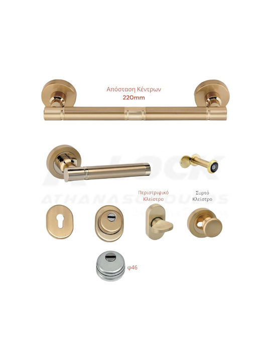 Best Design Lever Front Door Left sd8-gm-03 with Rosette Gold matte