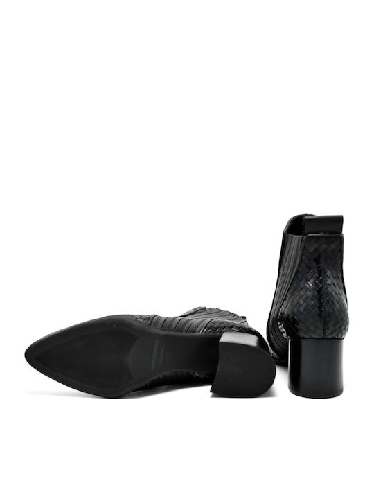 Leder Stiefeletten Damen Schwarz
