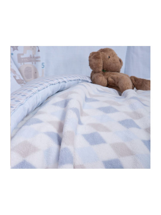 Nef-Nef Homeware Blanket Nursery Swaddling Blankets Rhombus Fleece Blue Blue 75x110cm