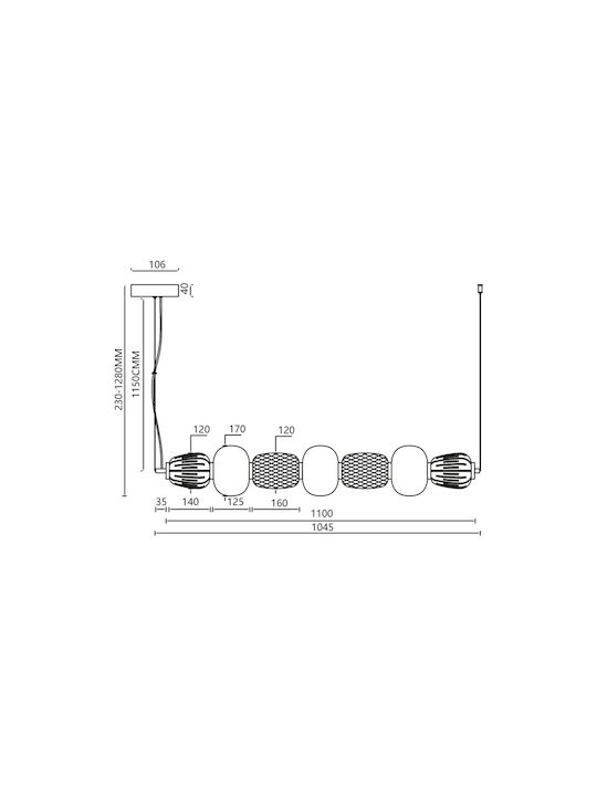 Eko Light Lustră Auriu 110cm.