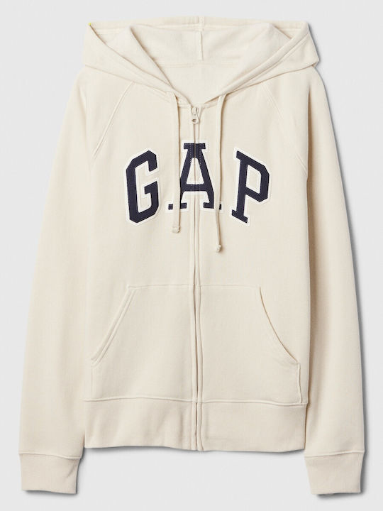 GAP Logo Μακριά Γυναικεία Ζακέτα Φούτερ με Κουκούλα Chino