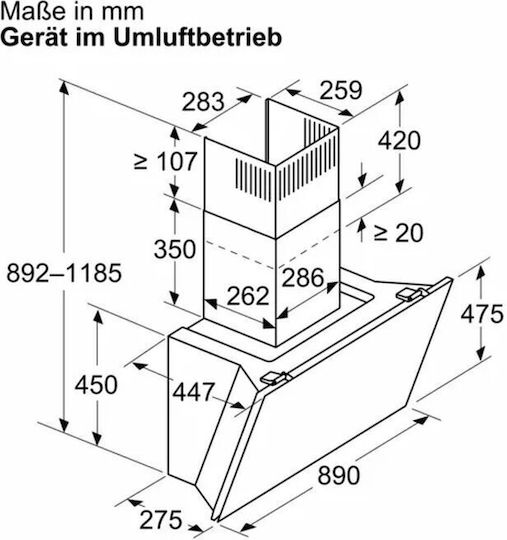 Bosch Șemineu Hotă 89cm Negru