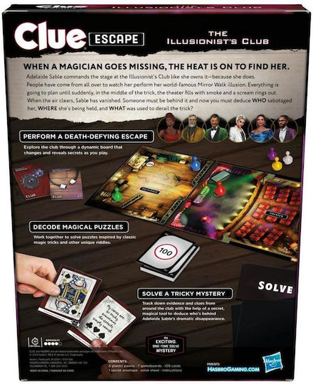 Board Game Cluedo Escape - The Illusionists Club for 1-6 Players 10+ Years Old (ES) Hasbro