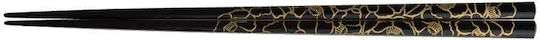 Chopsticks Χειροποίητα Ξύλινα Λάκα Μαύρα Σχέδιo 24 Εκατ 2 Τμχ Kenro