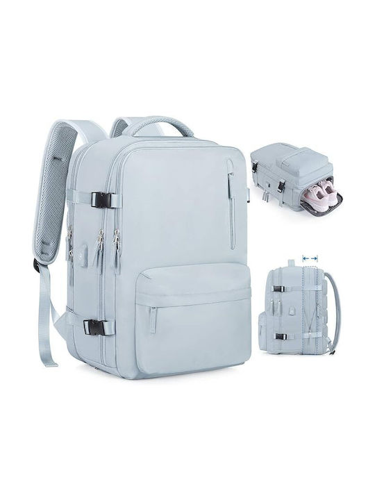 R&J Fabric Backpack Waterproof with USB Port Light Blue 32lt