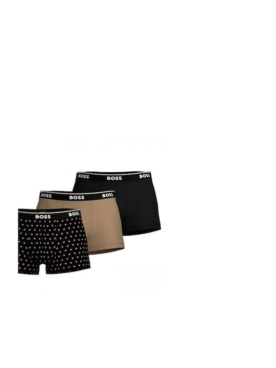 Men's Boxers Black-Dark Beige with Patterns 3Pack