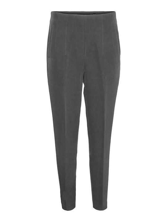 Damen Hoch tailliert Stoff Hose in Entspannter Passform Gray