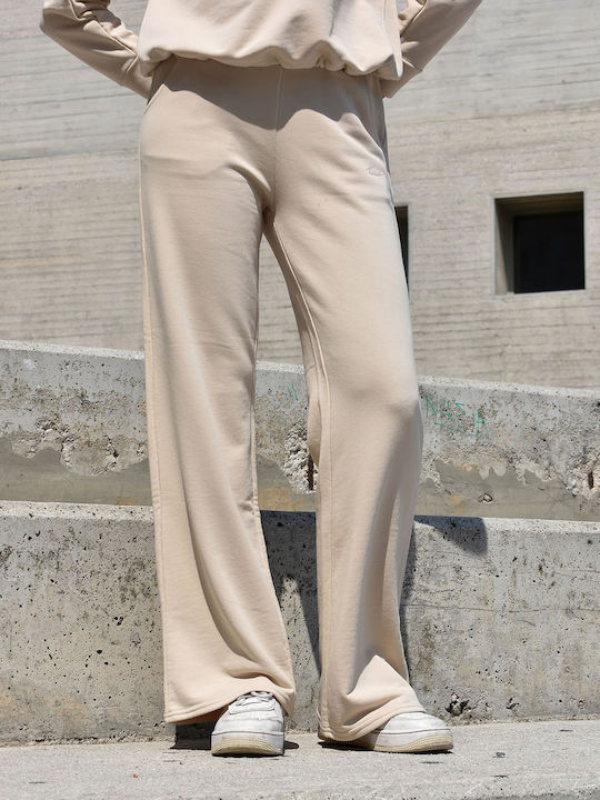 Tresor Femei Bumbac Pantaloni largi Beige