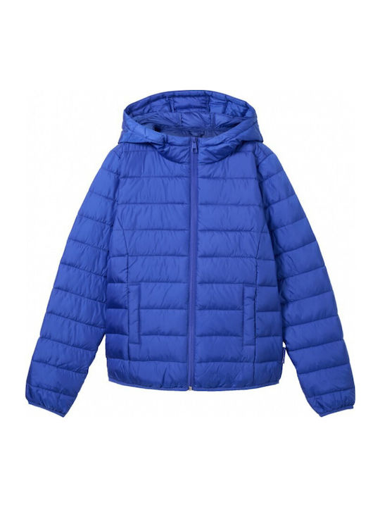 Women's Long Puffer Jacket for Winter with Hood Blue