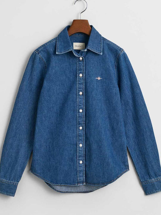 Μακρυμάνικο Γυναικείο Τζιν Πουκάμισο Denim Blue
