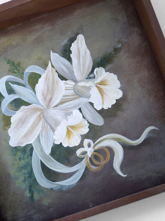 Artefakt Handgefertigte Hochzeitskronenbox Lilien Ringe 27x27x9cm