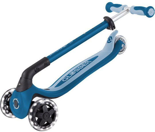Globber Kids Scooter Foldable Go.Up Baby Lights 360 3-Wheel with Seat for 15 Months Dark Blue