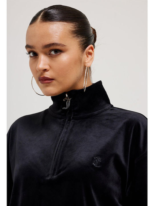 Women's Long Sleeve Sweater with Zipper Black