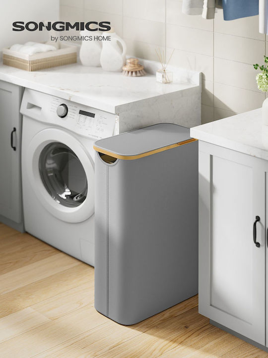 Songmics Καλάθι Απλύτων Υφασμάτινο 65lt με Καπάκι 42x22.5x70.5cm Γκρι