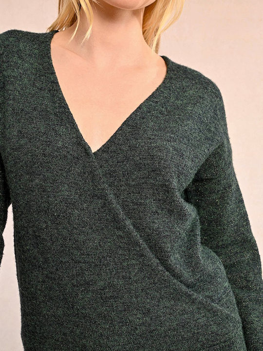 Molly Bracken Damen Langarm Pullover mit V-Ausschnitt Gray