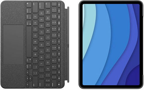 Logitech Combo Touch Flip Cover με Πληκτρολόγιο στα Γερμανικά Γκρι (iPad Pro 2021 12.9")