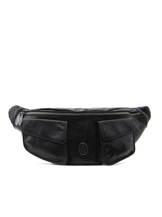 Ash Leather Waist Bag Black