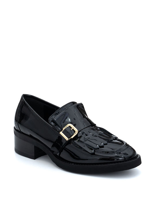 Perlapura Lackleder Damen Loafers in Schwarz Farbe