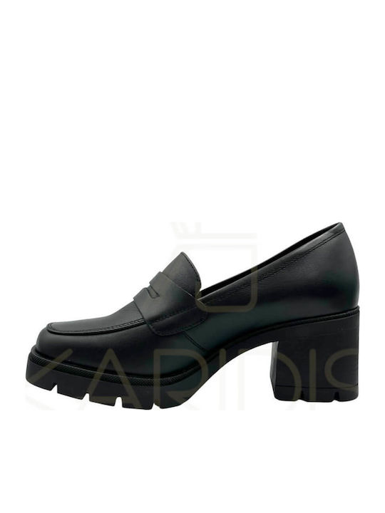 Leather Women's Moccasins in Black Color