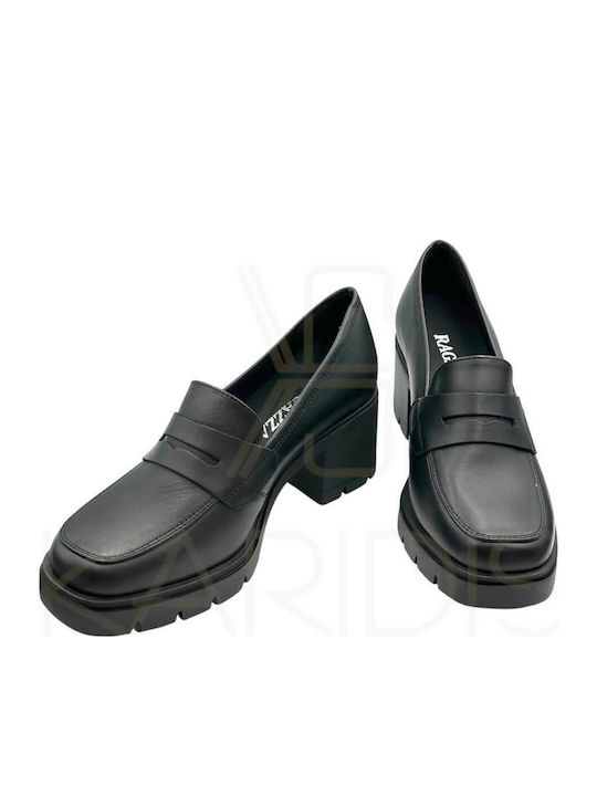 Leather Women's Moccasins in Black Color