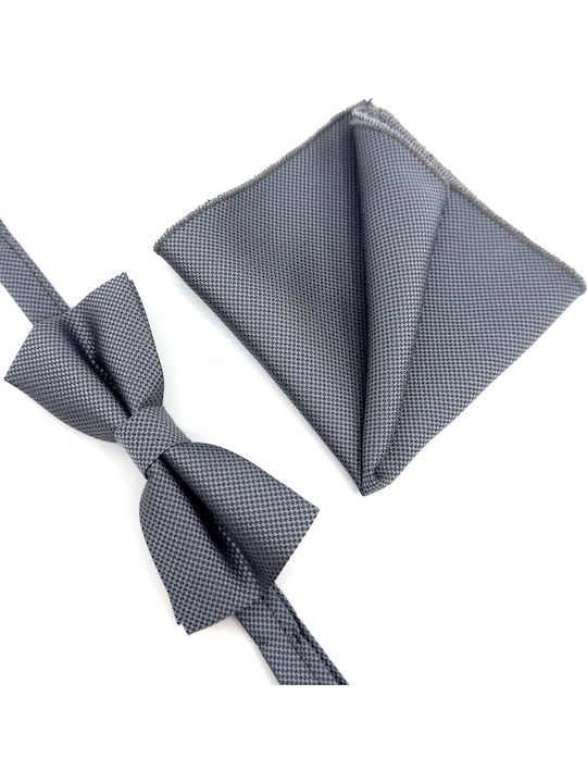 Legend Accessories Σετ Παπιγιόν με Μαντήλι Γκρι