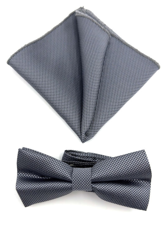 Legend Accessories Σετ Παπιγιόν με Μαντήλι Γκρι