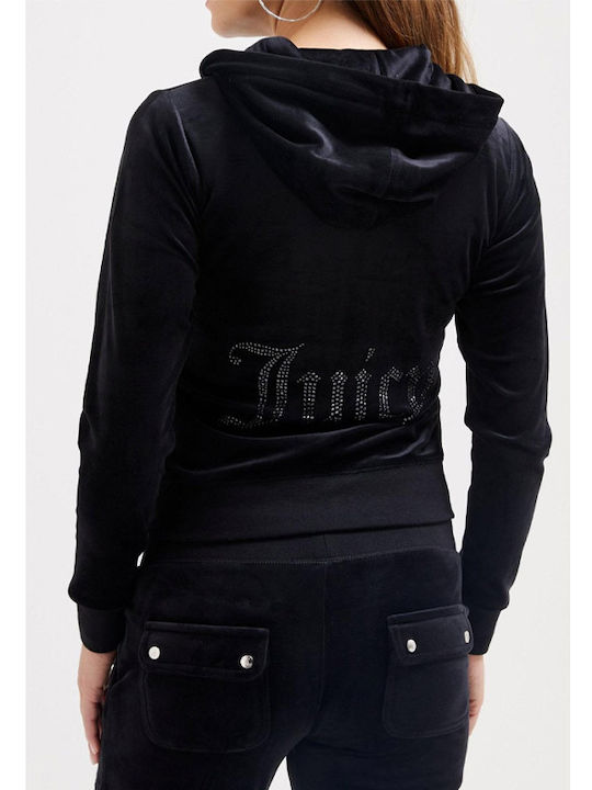 Women's Sweatshirt Jacket Velvet Hooded Black