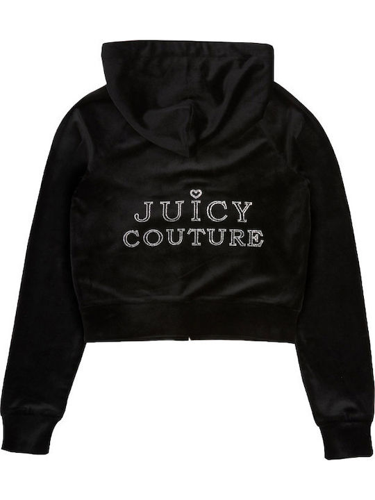 Long Women's Sweatshirt Jacket Velvet Hooded Black