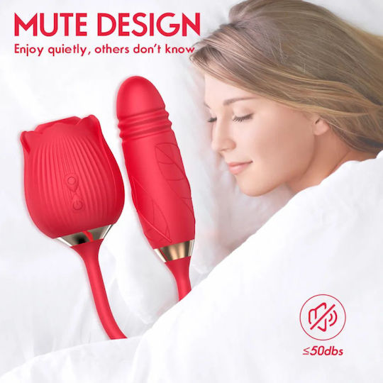 Rose Διπλός Δονητής Κόκκινοςsilicone Clitoral Stimulator Vibrating Tongue Κλασικός Δονητής