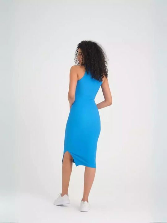 Cazibe Midi Dress with Slit Blue