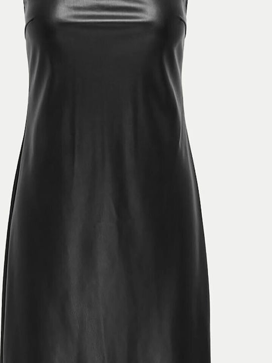 Only Midi Kleid Leder Black