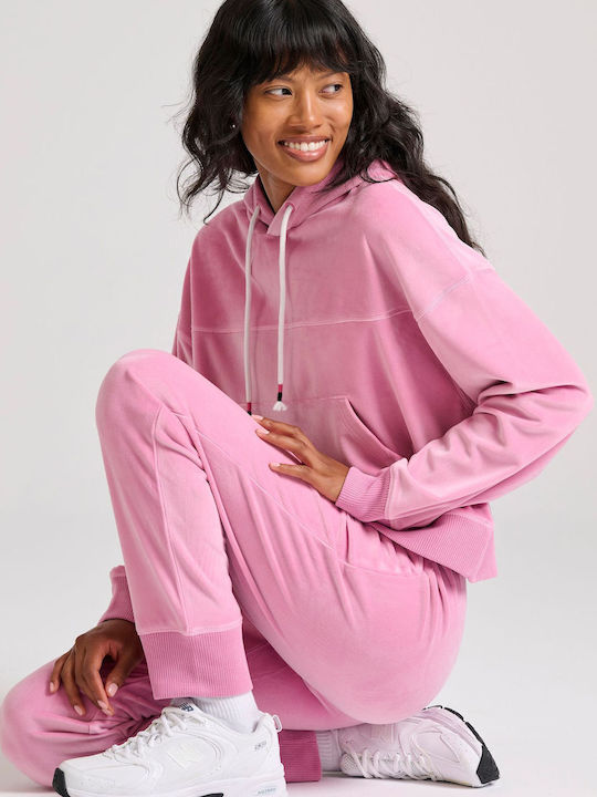 Funky Buddha Damen-Sweatpants Jogger Rosa Samt