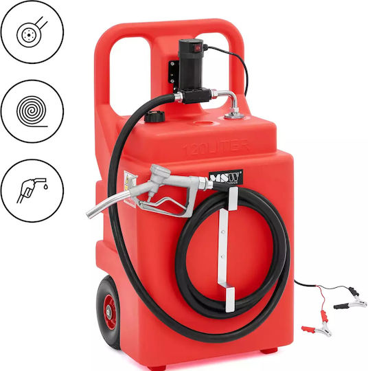 Portable Fuel Tank Electric Pump Wheeled Dispenser 37 L Min 120 L
