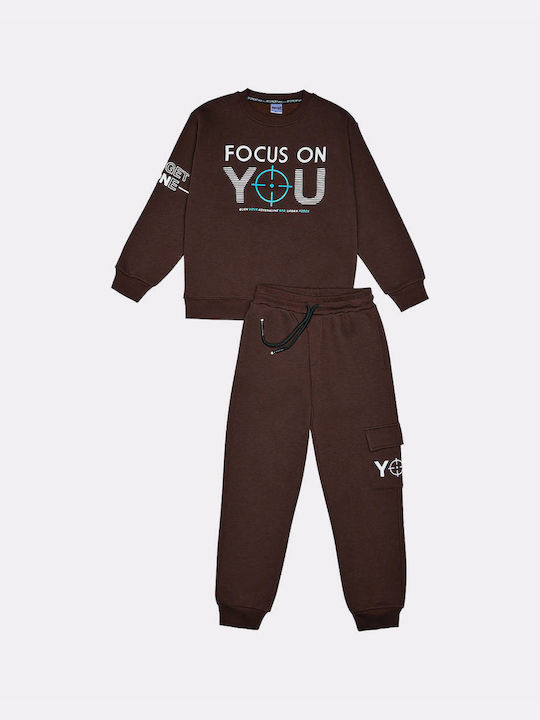 Sprint Kids Sweatpants Set Brown 2pcs