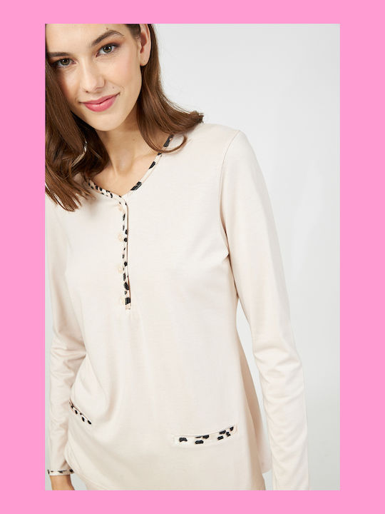 Harmony Winter Women's Pyjama Set Cotton Sand