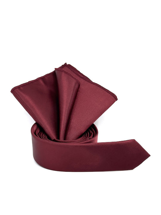 Legend Accessories Σετ Ανδρικής Γραβάτας Μονόχρωμη σε Μπορντό Χρώμα