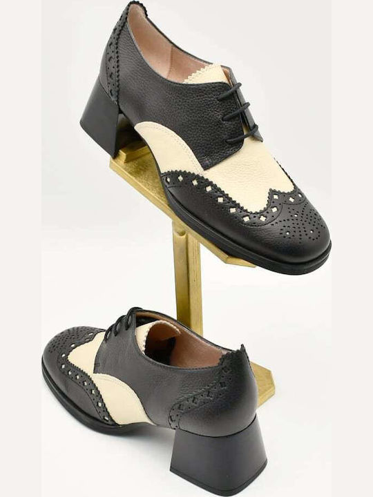 Δερμάτινα Γυναικεία Oxfords σε Μαύρο Χρώμα