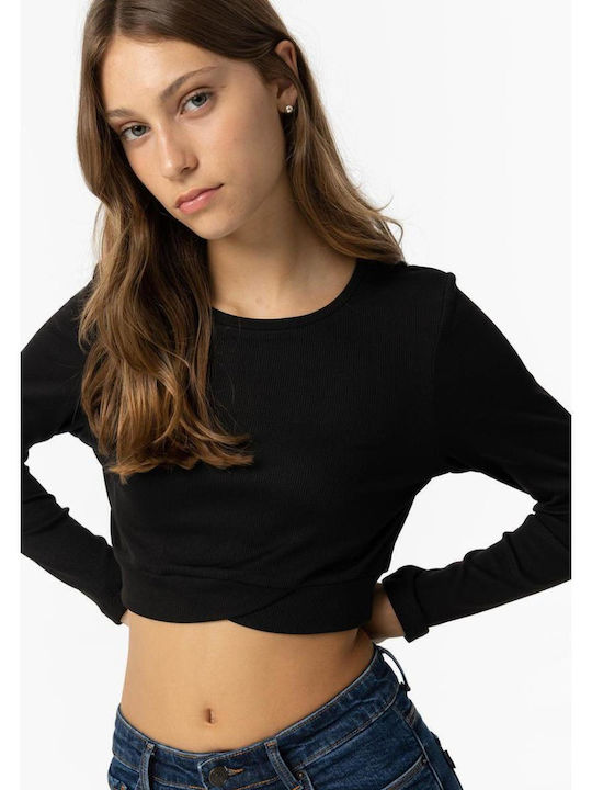 Παιδικό Crop Top Μακρυμάνικο Black