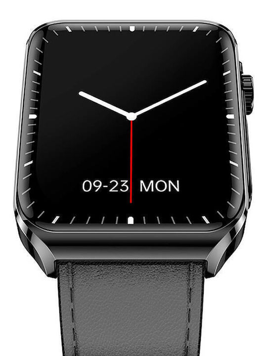 BlitzWolf BW-HL6 54mm Smartwatch με Παλμογράφο (Black Leather)