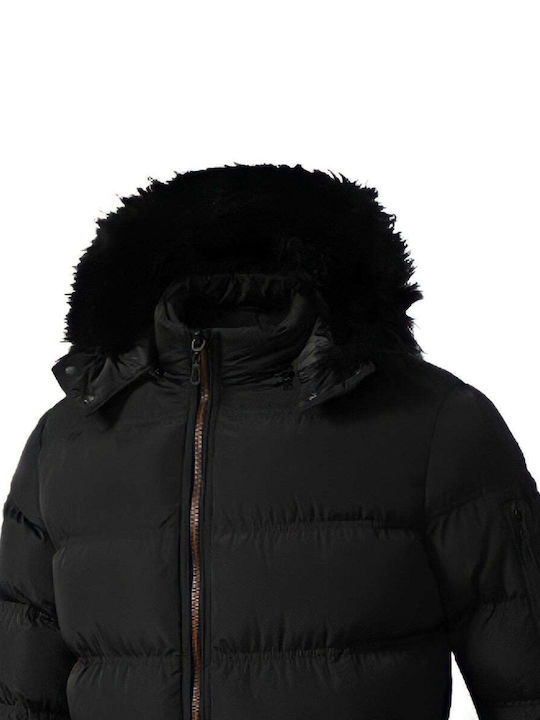 Tony Backer Herren Winter Jacke Lässig Wasserdicht Schwarz