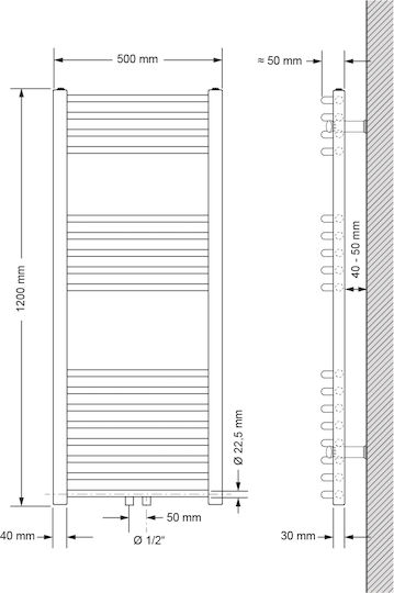 LuxeBath Πετσετοκρεμάστρα Μπάνιου 500x1200 Λευκή