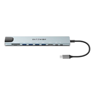 BlitzWolf BW-TH5 10in1 USB-C Stație de andocare cu HDMI 4K PD Ethernet Argint