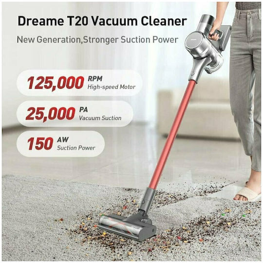 Dreame T20 Επαναφορτιζόμενη Σκούπα 2 σε 1 Stick & Χειρός 25.2V Κόκκινη