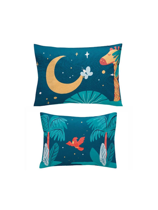 Kentia Tipu Set Kids Duvet Cover Single with Pillowcase Cotton Petrol, Ciel, Ochre, Terracotta 165x245cm